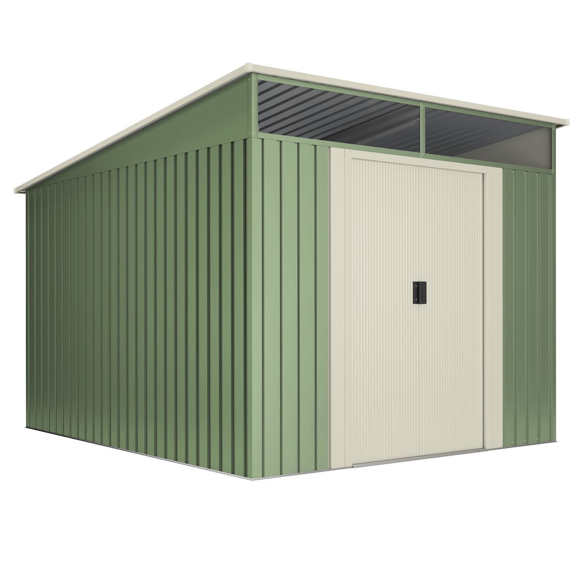 Wasabi – Gartenhaus Außenbereich 6,6 m2 Stark – Oberlicht aus Polycarbonat – Doppelschiebetür – Geneigtes Dach – 279x238x203cm