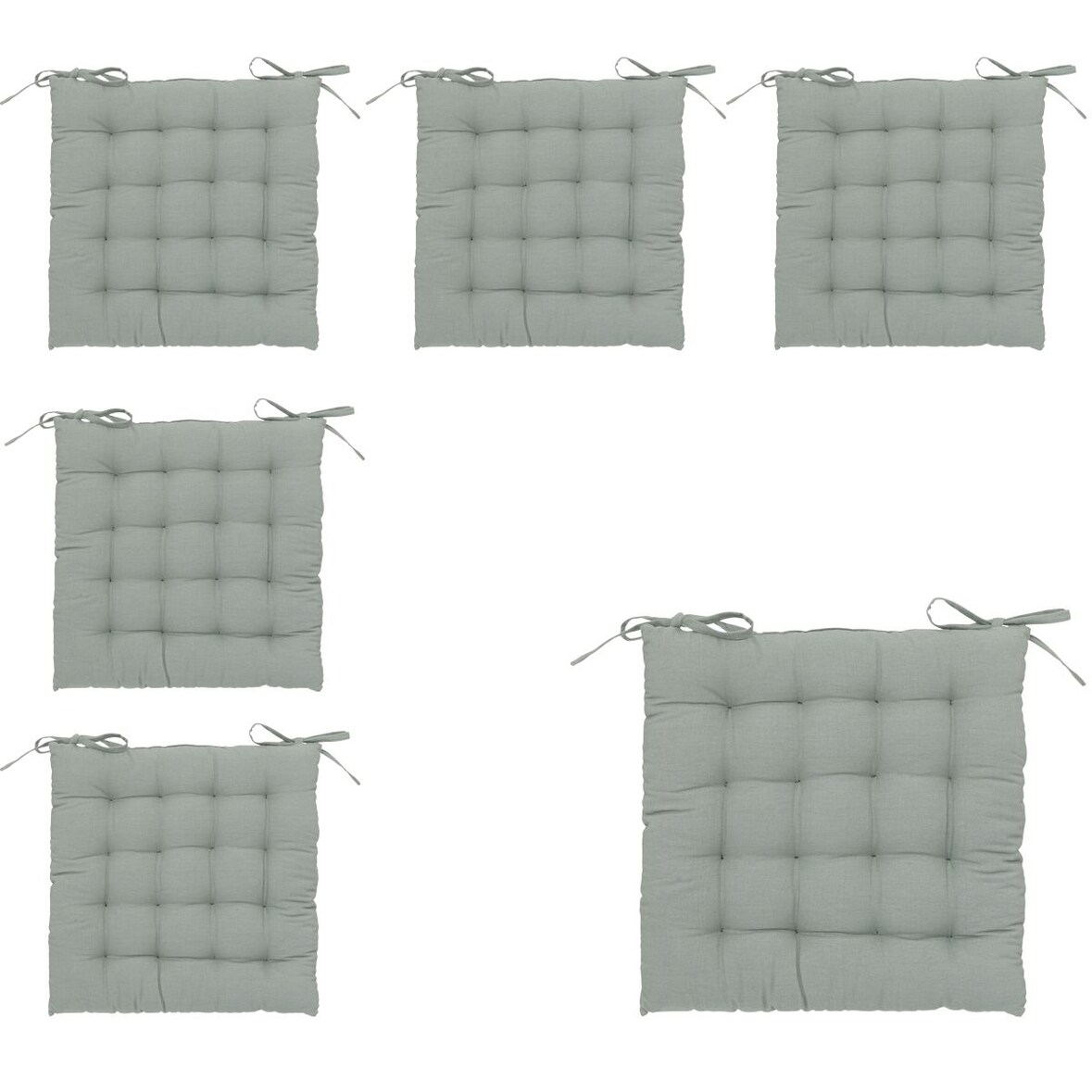 Lot de 6 Galettes de chaise en Coton Vert Céladon 38 x 38 cm