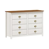 thumbnail of Möbilia Kommode | 8 Schubladen | Kiefer massiv | weiß-braun | B 125 x T 41 x H 85 cm