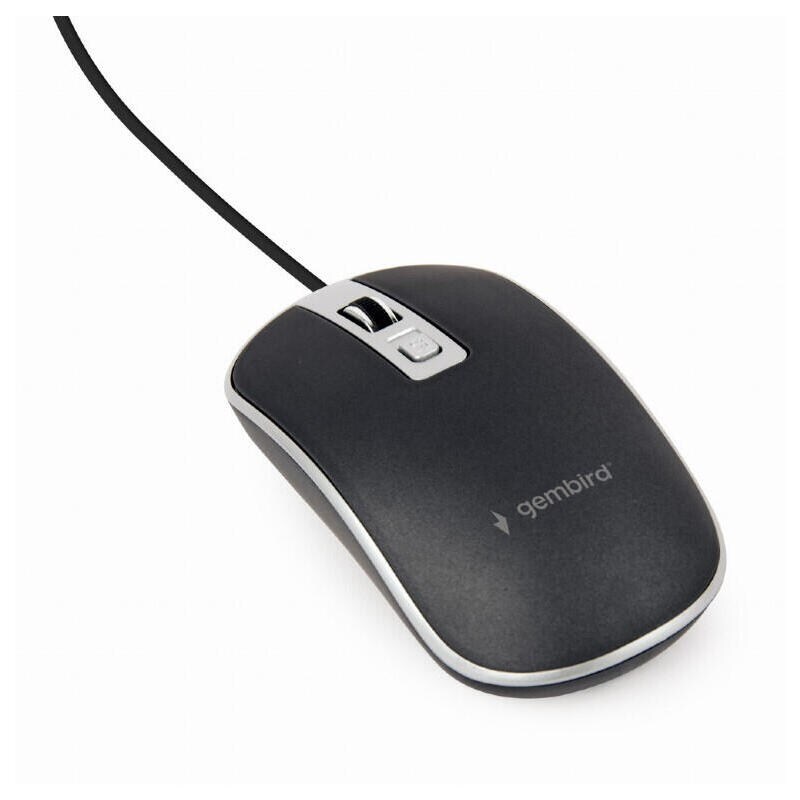 Optische Maus 800-1200 Dpi, 4 Tasten, Schwarz & Silber