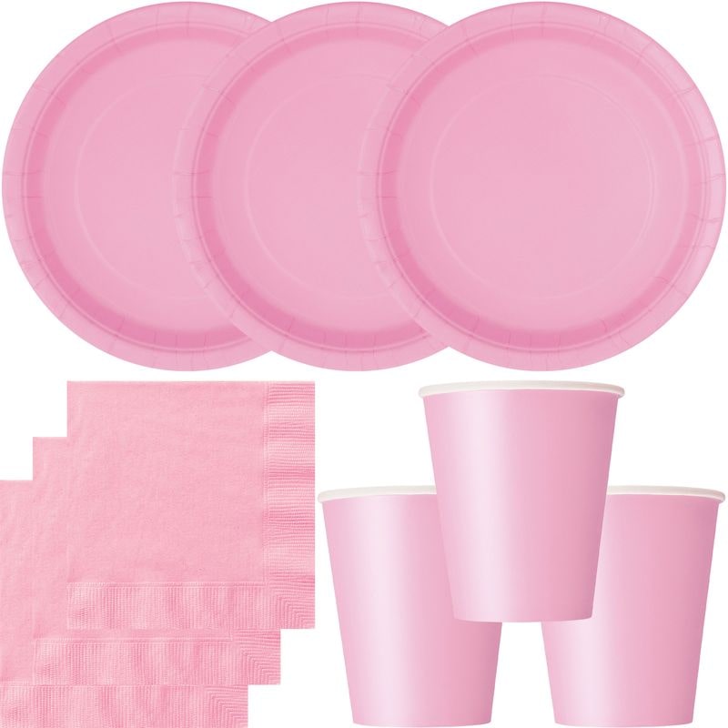 Party Deko Set rosa Einweggeschirr für 16 Personen Teller, Becher, Servietten