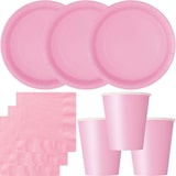 thumbnail of Party Deko Set rosa Einweggeschirr für 16 Personen Teller, Becher, Servietten