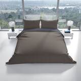 thumbnail of Satin Bettwäsche 155x220 cm 100% Baumwolle Braun Luxus Set Uni Wendeseite Anthrazit Kissenbezug 80x80 cm Reißverschluss