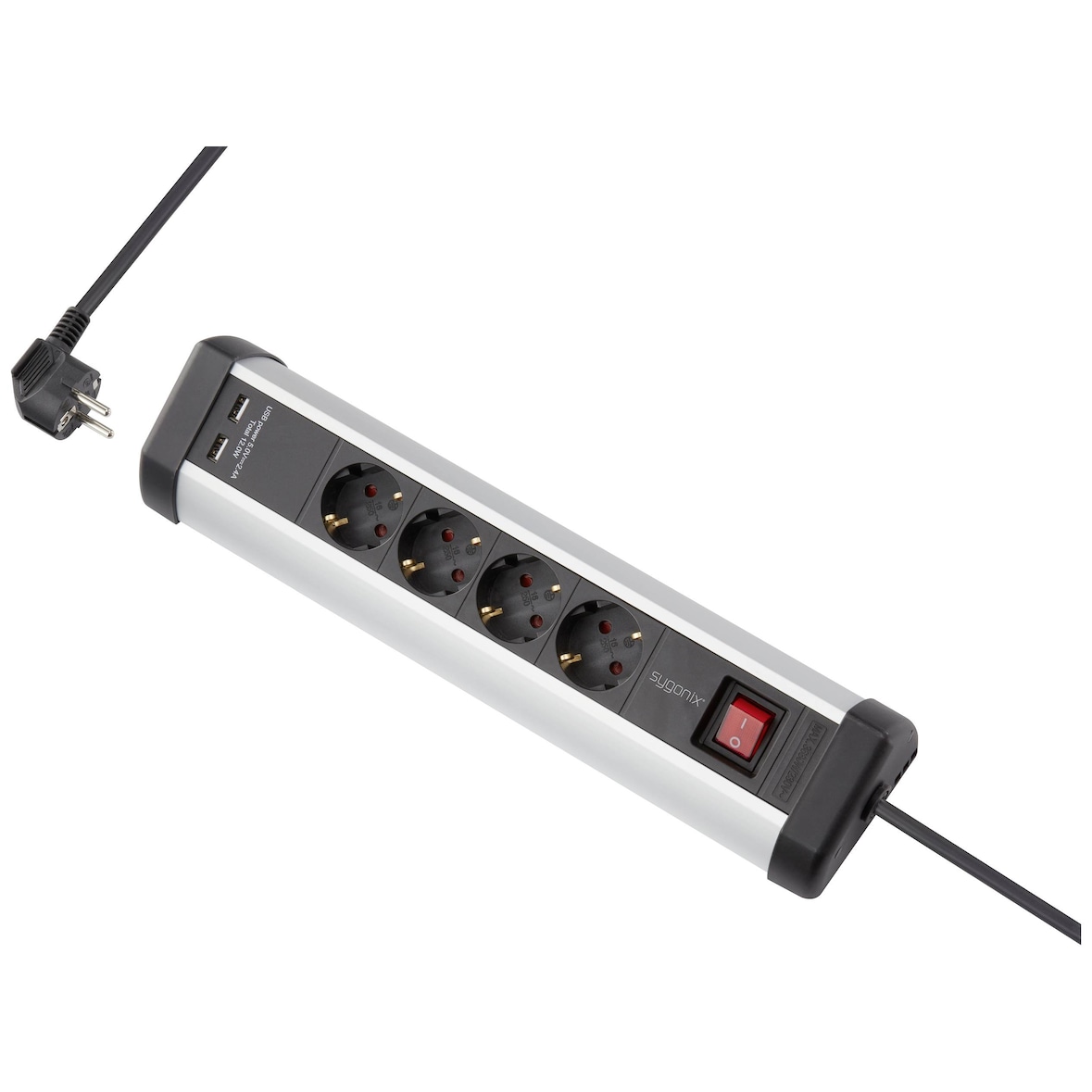Sygonix SY-5145336 Tischsteckdose Schwarz, Silber Schutzkontakt 1 St.
