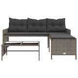 thumbnail of vidaXL Gartensofa in L-Form mit Tisch und Kissen Grau Poly Rattan