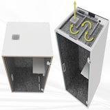 thumbnail of bümö quietlyCast Telefonbox in Weiß-Asteiche mit Schalldämmung, Beleuchtung & Stromanschlüssen, Telefonkabine als Raum-in-Raum System, Telefonzelle