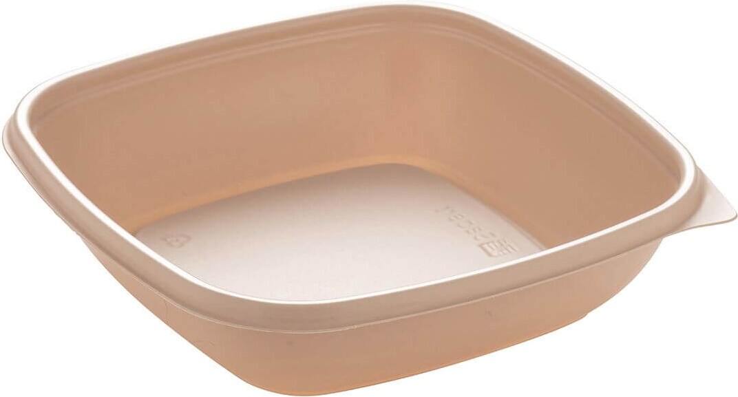 300x Menüschale, PP, beige, quadratisch, 500ml
