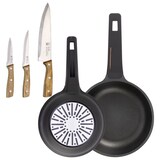 thumbnail of BERGNER - Pfannen Ø20/24cm aus Gusseisen geeignet für Induktion mit Set aus 3 Küchenmessern Edelstahl