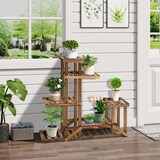 thumbnail of Outsunny Scaffale Porta Piante e Fiori a 6 Livelli Asimmetrico, Fioriera Verticale in Legno per Giardino e Casa, Colore Naturale