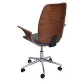 thumbnail of Bureaustoel HWC-C54, directiedraaistoel, gebogen hout kunstleer ~ walnoot look, grijze bekleding