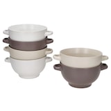 thumbnail of 6x Sandy Suppentasse 450ml mit Henkeln Suppenterrine stapelbar Beige Braun Weiß