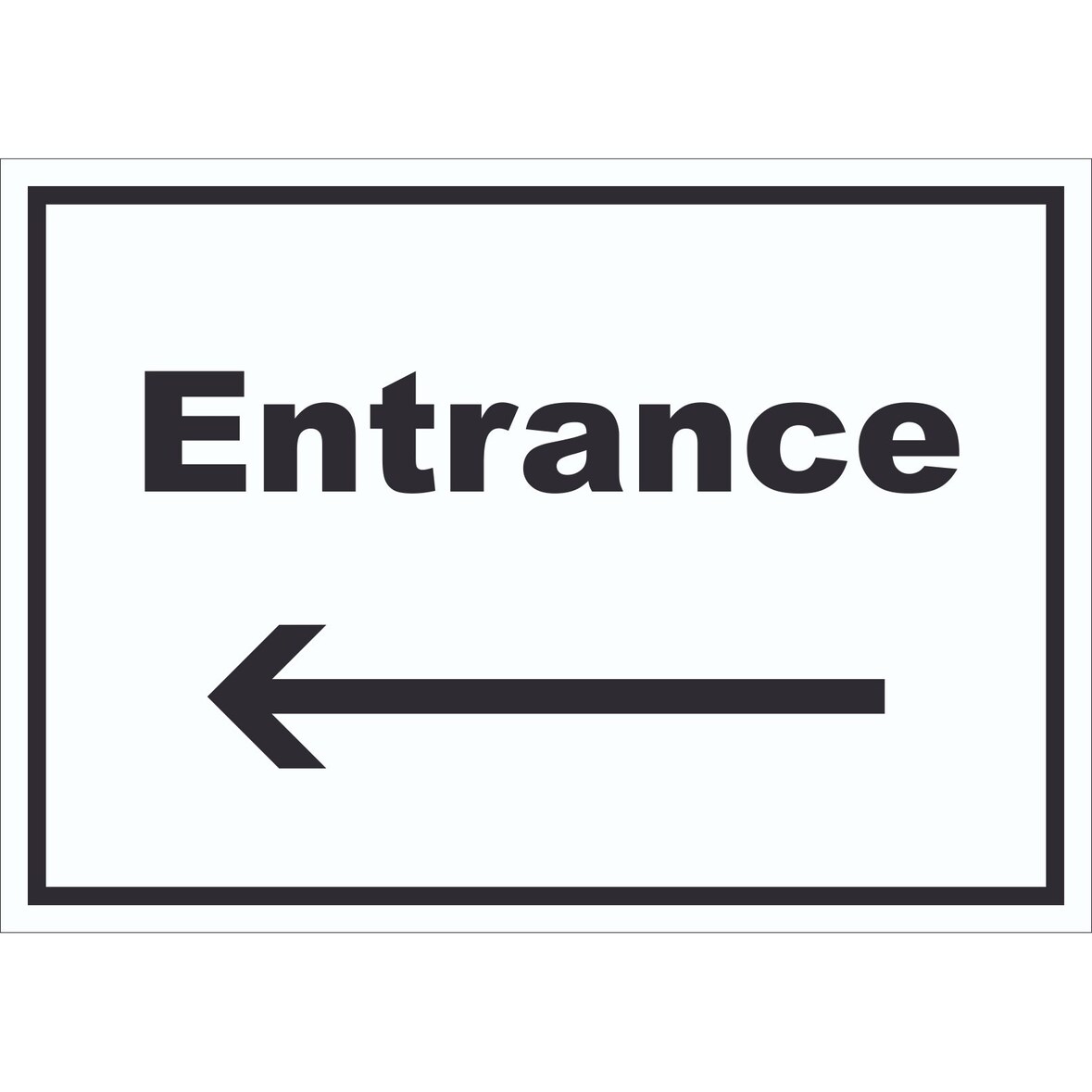 Entrance Schild mit Text und Richtungspfeil links Eingang waagerecht A6 Rückseite selbstklebend