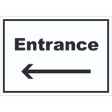thumbnail of Entrance Schild mit Text und Richtungspfeil links Eingang waagerecht A6 Rückseite selbstklebend