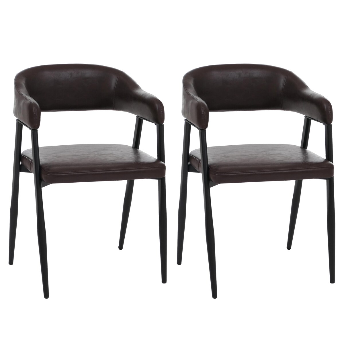 Mendler 2er-Set Esszimmerstuhl HWC-P29, Küchenstuhl Lehnstuhl Polsterstuhl, Industrial Retro Vintage Kunstleder ~ dunkelbraun