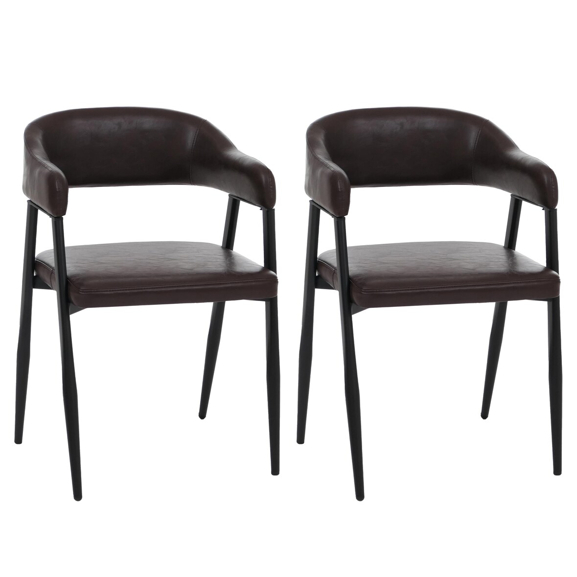 Lote de 2 sillas de comedor HWC-P29, silla de cocina, sillón, silla tapizada, industrial retro vintage imitación cuero ~ marrón oscuro