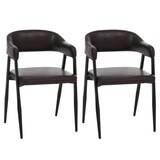thumbnail of Lote de 2 sillas de comedor HWC-P29, silla de cocina, sillón, silla tapizada, industrial retro vintage imitación cuero ~ marrón oscuro