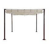 thumbnail of Pergola HWC-L42, Garten Pavillon Terrassenüberdachung, stabiles 7cm-Metall-Gestell 3x3m Bambus-Optik ~ creme-weiß