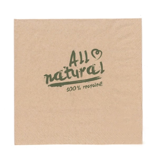 Servietten All Natural Zelltuch aus 100% Recycling, 2-lagig, 1/4 Falz, 24 x 24 cm (4000)
