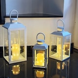 thumbnail of 3er Gartenlaternen Laternen Metall Windlicht Weiß H24/33/41cm