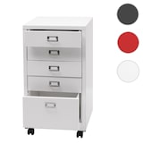 thumbnail of Rollcontainer | HxBxT 75x40x41cm | Metall 5 Schubladen | Weiß | Schubladenschrank Stahlschrank Aktenschrank
