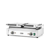 thumbnail of Parrilla de contacto Hendi versión doble con superficie superior ranurada y superficie inferior lisa