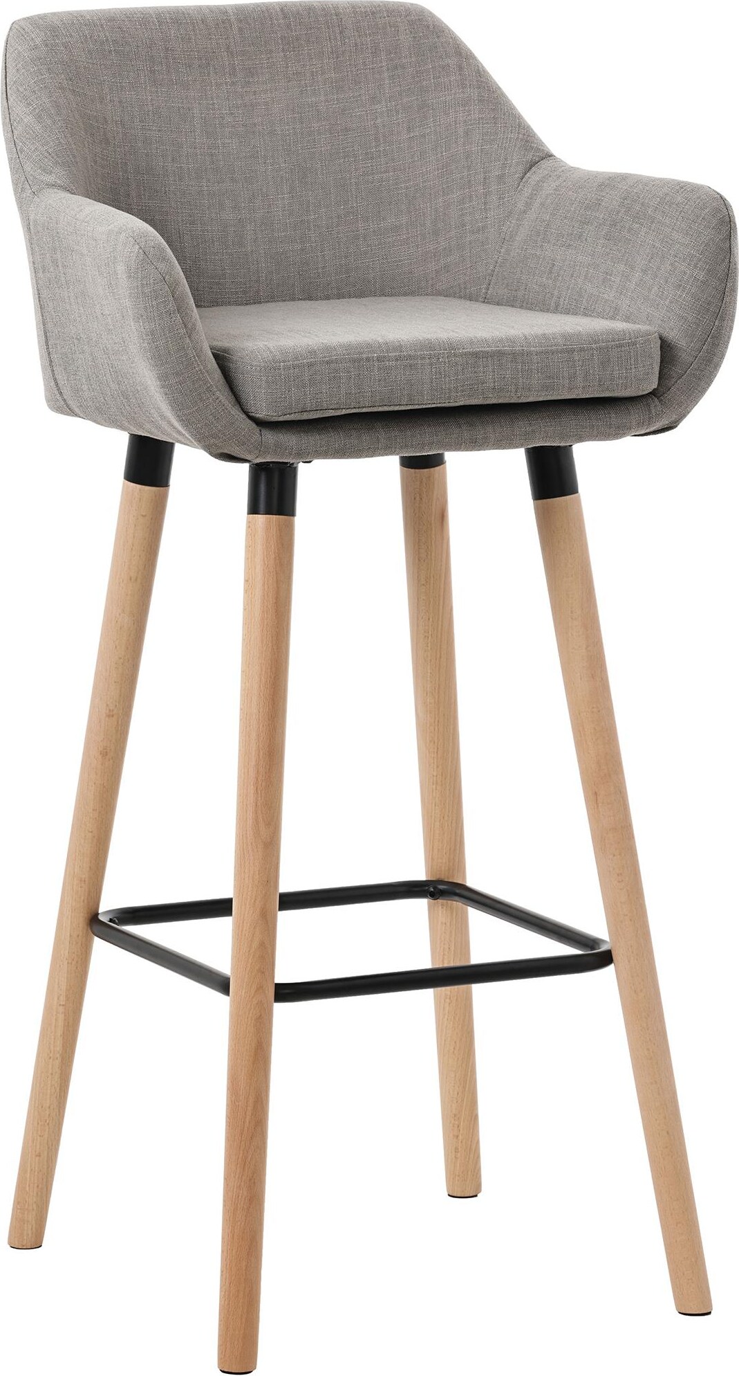Barhocker MIRID - Stoff Grau 51x50x101 cm | Barstuhl Mit Lehne Tresenhocker Tresenstuhl Kneipenhocker Kneipenstuhl