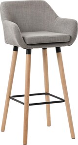 thumbnail of Barhocker MIRID - Stoff Grau 51x50x101 cm | Barstuhl Mit Lehne Tresenhocker Tresenstuhl Kneipenhocker Kneipenstuhl