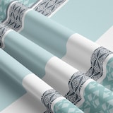 thumbnail of Bettwäsche 155x220 cm Set 100% Baumwolle Türkis Grau Weiß Streifen Rauten Design mit Reißverschluss 4 Teilig