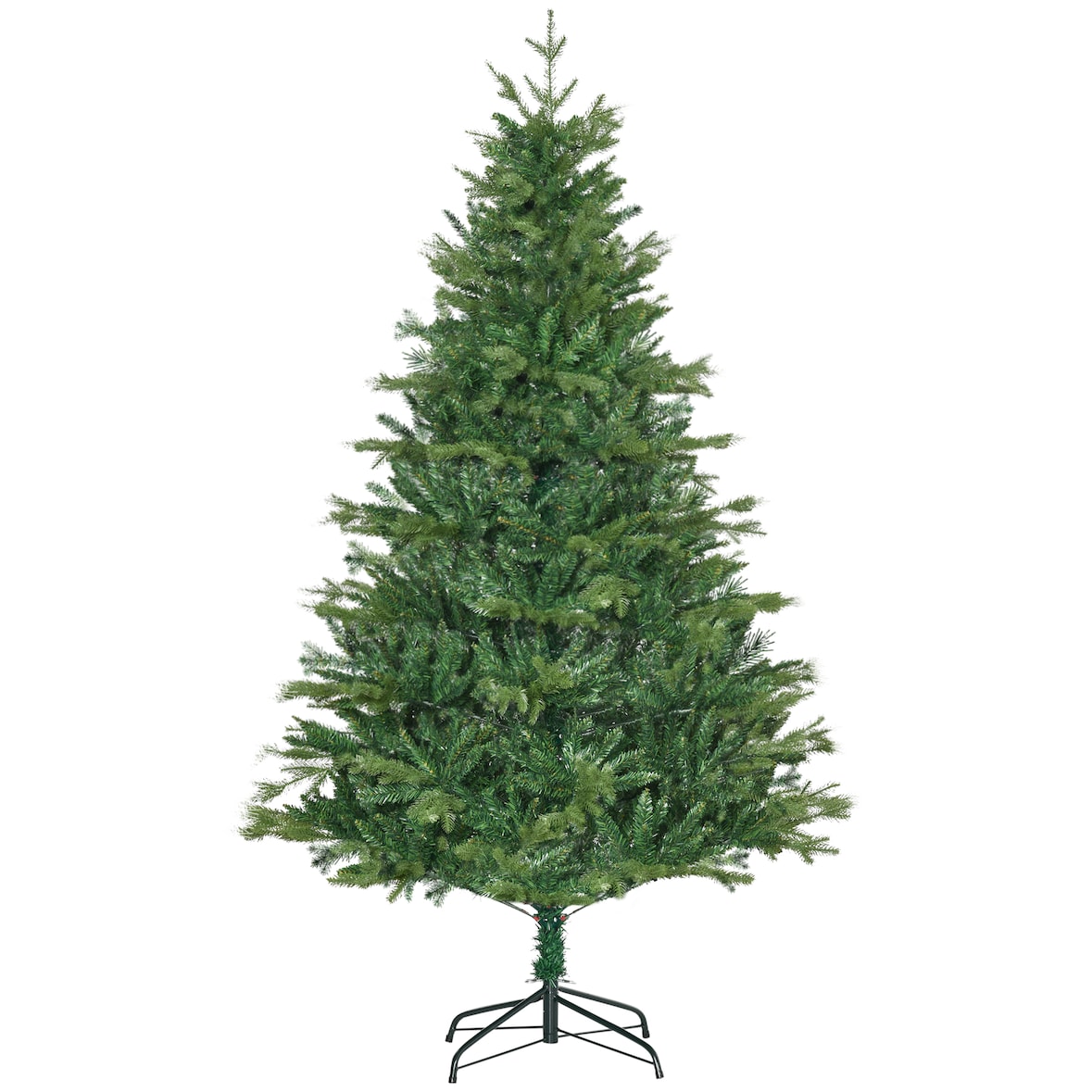 HOMCOM Árbol de Navidad Artificial 180 cm Ignífugo con 1443 Ramas Hojas de PVC Base Plegable y Soporte Metálico Decoración Navideña para Interiores