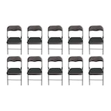 thumbnail of Pack 10 Sillas Negras Plegables Premium con Estructura Metálica y Asiento Acolchado en Polipiel PU. Respaldo Ergonómico (80x44x43,5 cm)