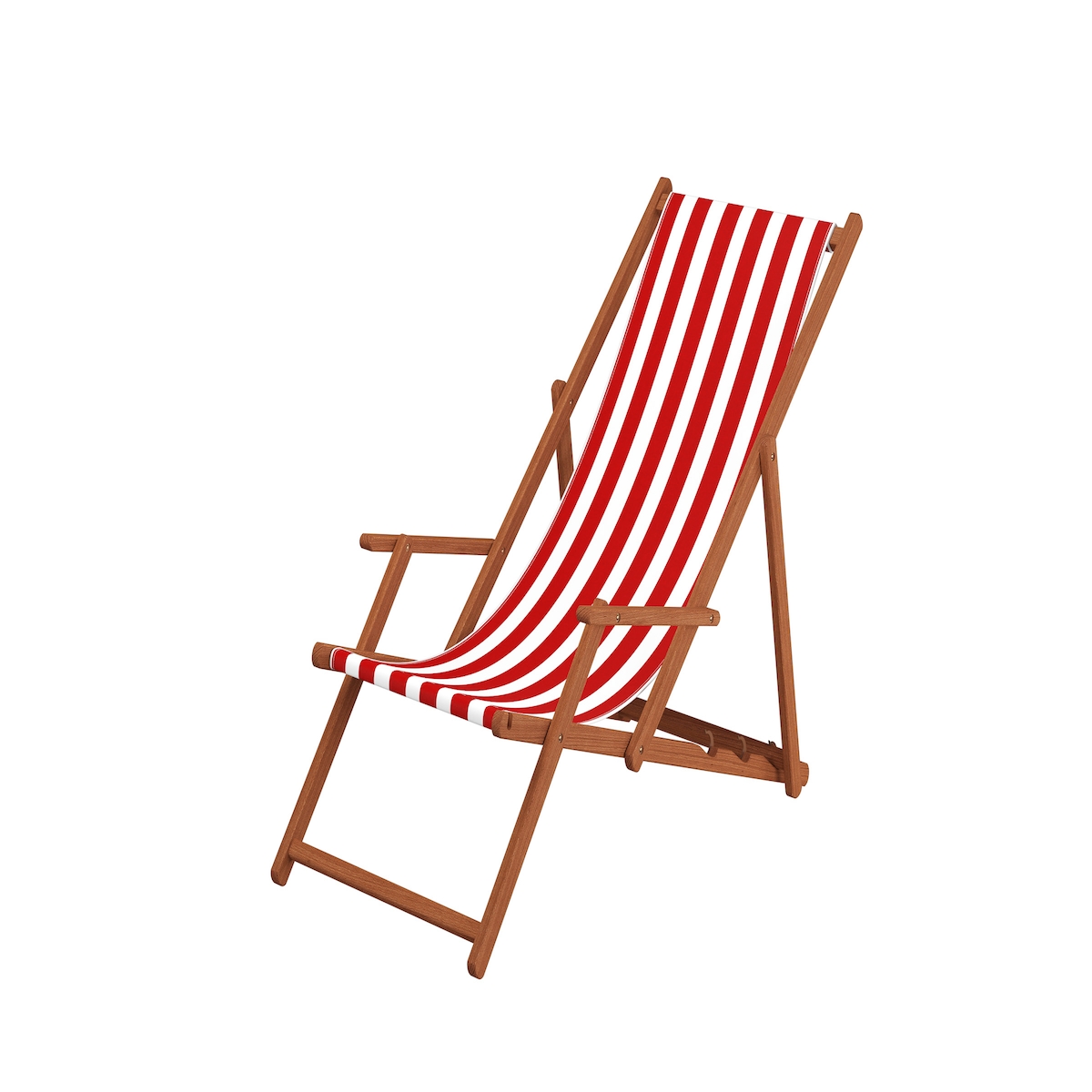 Erst-Holz Liegestuhl rot-weiß Gartenstuhl Tisch Deckchair Buche dunkel Strandstuhl klappbar 10-314 T