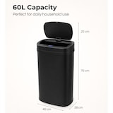 thumbnail of Five Stars® Prullenbak met Sensor - 60 Liter - RVS - Soft Close Deksel - Zwart