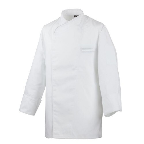 216 - Kochjacke langarm, mit Druckknöpfen : weiß 100% Baumwolle 230 g/m² (15) M