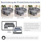 thumbnail of L-förmiges Ecksofa 202x137x80 cm mit Fußhocker, Getränkehaltern, USB, Stauraum, Holz- & Eisenrahmen, Leinenstoff, modern, komfortabel, Grau