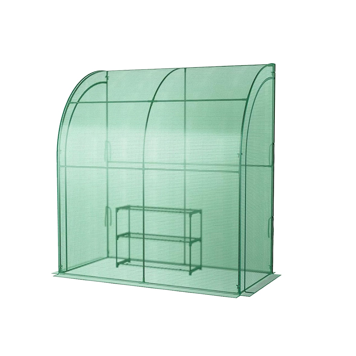 COSTWAY Foliengewächshaus mit 3-stufigem Blumenregal, Gewächshaus mit 2 Rolltüren, 200 x 100 x 215 cm, grün