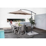 thumbnail of Ensemble repas de jardin composé de la table rectangulaire en résine Samuel, 6 chaises en résine monobloc empilables effet rotin Diana - Taupe/Taupe