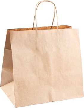 Una bolsa de papel marrón con asas.