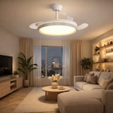 thumbnail of Ventilador de techo aspas retráctiles blanco 107cm luz LED 60w (5600lm) regulable