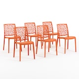 thumbnail of Set 6 Sedie in polipropilene con fibra di vetro impilabili per esterno e giardino, bar e ristorante, cucina design moderno - Anna - Papaya
