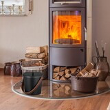 thumbnail of Relaxdays Ascheeimer mit Deckel, 4,5 Liter, Aschetonne mit Lederhenkel, für Kohle & Asche, Kamin, Ofen, schwarz/braun