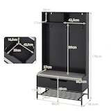 thumbnail of COSTWAY Kapstok met bank, 4-in-1 kapstok met open vakken, schoenenkast en 3 haken, zitkussen, 90 x 38,5 x 170 cm