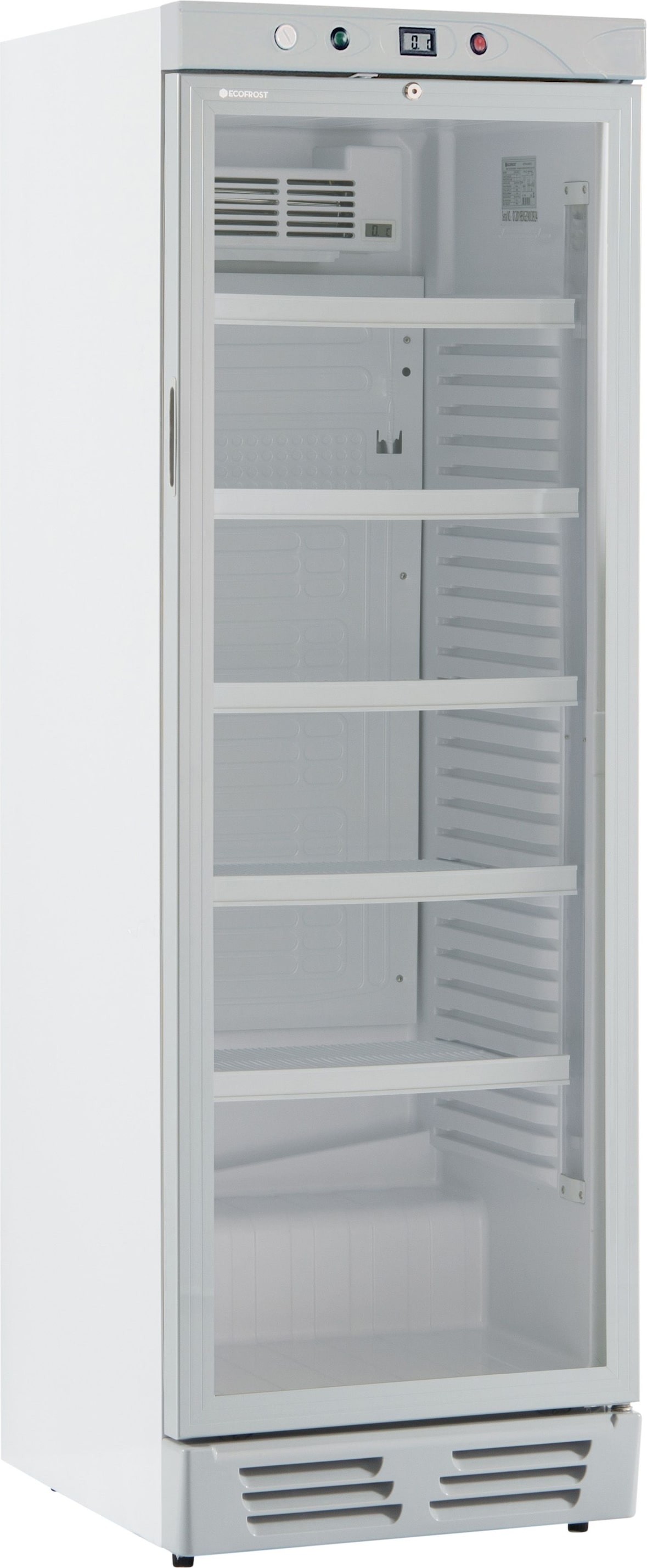 EKOFROST Statischer Getränkekühlschrank mit Umrührer, digitalem Thermometer und Bedienfeld. Temperatur 0°C/+10°C.  Modell EKG390VGWHITE