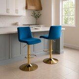 thumbnail of CHEFGASTRO Barhocker MAUI Samt G HxBxT 83x39x36cm Samt Blau Barstuhl