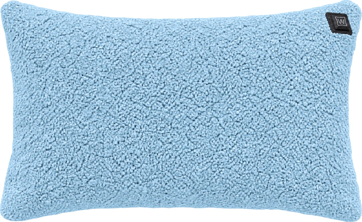 Kabelloses Heizkissen mit Akku (10.000mAh) - Teddy-Boucle Hellblau - Wärmekissen 50x30cm inkl. 2,5m USB-Kabel