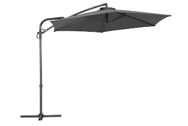 Tarrington House Guarda-sol suspenso redondo Helena, aço / poliéster, Ø 3 x 2.52 m, abertura por manivela, cinza