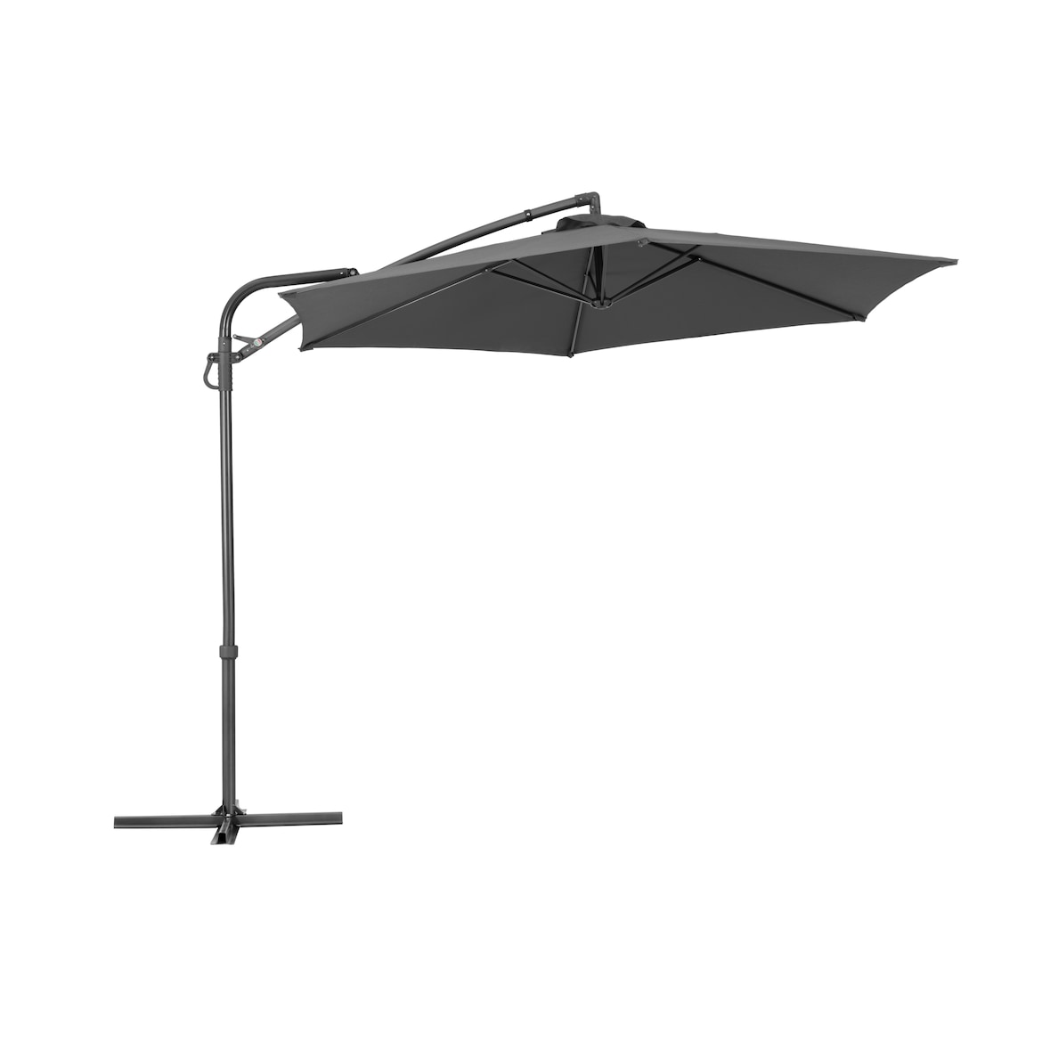 Tarrington House Sombrilla colgante redonda Helena, acero / poliéster, Ø 3 x 2.52 m, apertura por manivela, gris