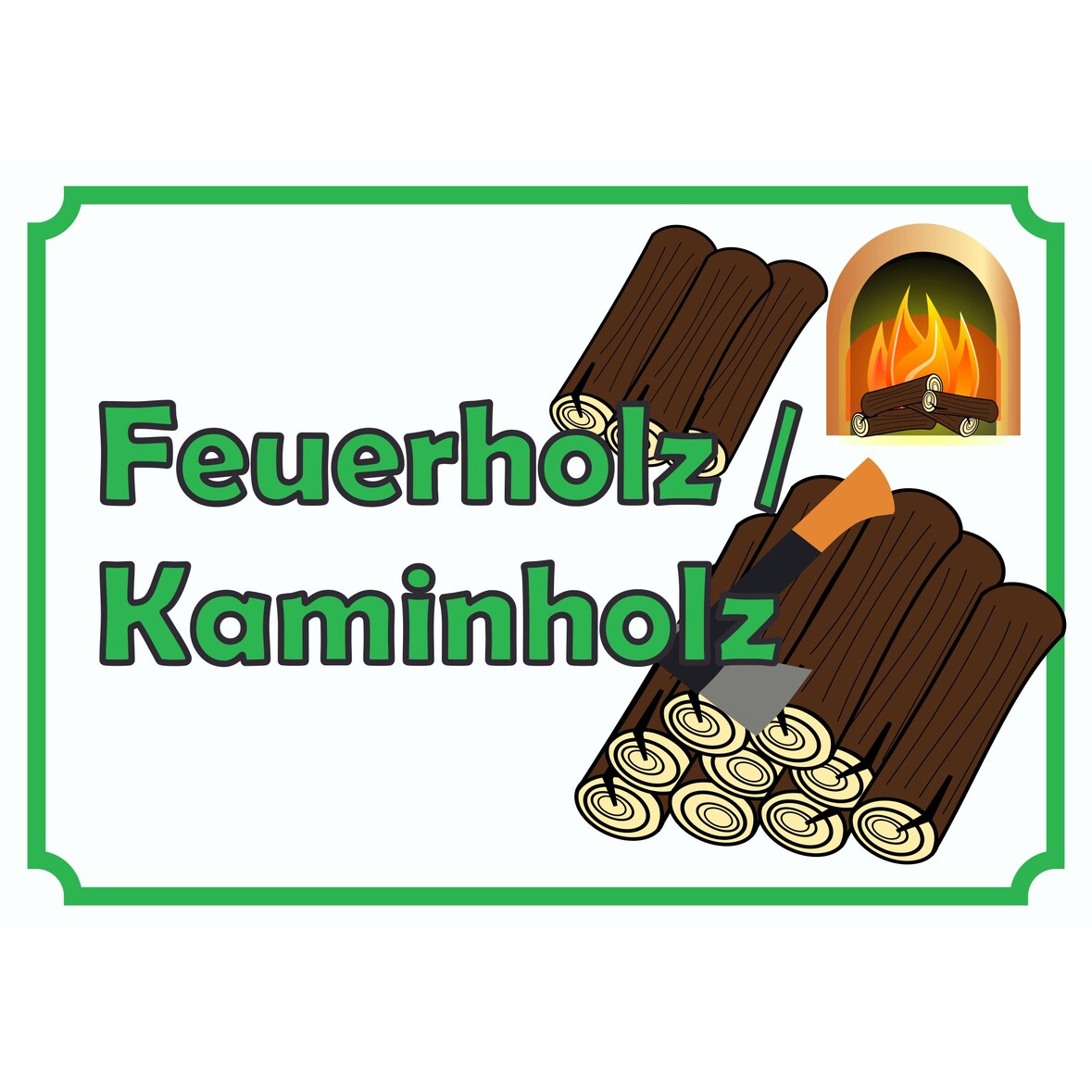 Verkaufsschild Schild Feuerholz A5 Rückseite selbstklebend