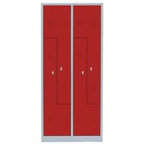 thumbnail of Lüllmann® Z-Garderobenschrank, 4 Abteile, 1800 x 800 x 500 mm, lichtgrau/feuerrot