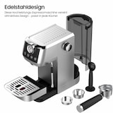 thumbnail of Espressomaschine mit Manometer, halbautomatisch, 20 Bar, Edelstahlgehäuse, 51 mm Filter, 10 mm Milchschaumdüse, Tassenwärmer, Touch-Bedienung