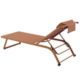 thumbnail of Lot de 2 bains de soleil inclinable avec roues terracotta